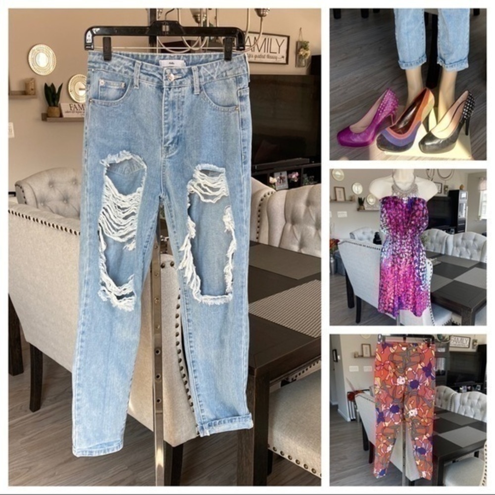 ๐ Adika mom boyfriend distressed ripped jeans ๐ medium - Picture 2 of 13